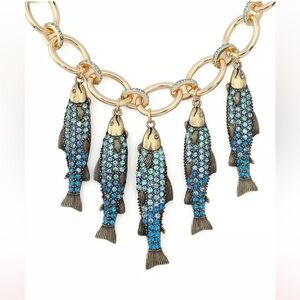Betsey Johnson Blue Sardine Fish Pendant Necklace